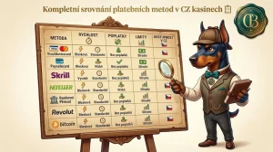Kompletní srovnání platebních metod v CZ kasinech 📋